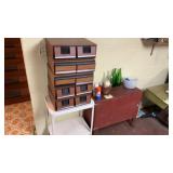 Two shelf units five VCR, tape holders cabinets,