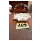 Milk glass, lace style age clear glass candy dish