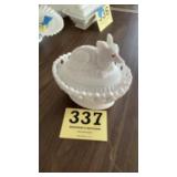 Fox milk glass with a C on the bottom