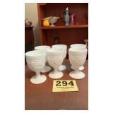 Set of 6 milk glass fruit pattern goblets