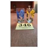 Iris and pansy juice glasses