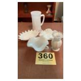 Possible uranium piece and milk glass vase and