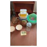Hand made walnut container and miscellaneous itms