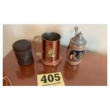 Old copper mug, old Stein lot