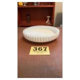 Beautiful large round milk glass dish