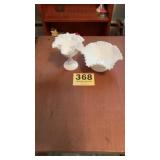 Set of milk glass candy dishes
