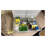 Small tote with fish aquarium supplies