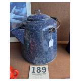 Large Blue Enamel Coffee Pot