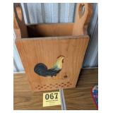 Wooden Painted Rooster Magazine Holder