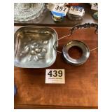 PEWTER TRAY AND HOLDER