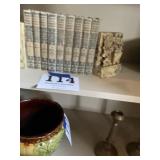 SOAPSTONE BOOK ENDS AND CLASSIC BOOKS