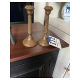 PAIR OF BRASS STYLE CANDLE STICKS