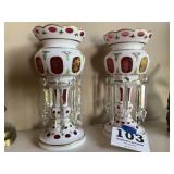 PAIR OF 12" CRANBERRY BASE VICTORIAN