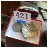 PEWTER HAND MIRRIOR AND TRINKET DISH