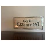 God bless our home, cross ditched, framed wall
