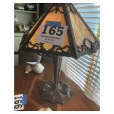 Slag Glass 20" Table Lamp w/Cracked Panel