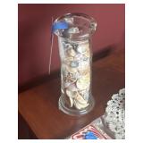 Glass home decor, piece, full of seashells