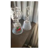 Glass bells with cardinal and deer