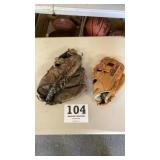 Two vintage baseball gloves