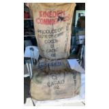 2 advertising burlap bags