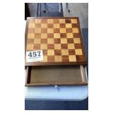 Wood game board with storage tray