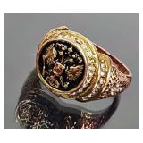Gold on Sterling Silver Imperial Eagle Signet Ring