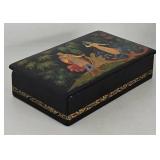 Russian Palekh Black Lacquer Dresser Box