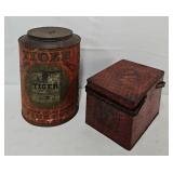 (2) c1920s Lorillard's Tiger Chewing Tobacco Tins