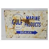 c1950's Gulf Marine Products Metal Dealer Sign