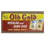 1950s Old Gold Cigarette Embossed Metal Sign 33x14