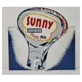 c1950's Sunny Sunshine Beer Die Cut Tin Sign
