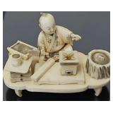 Antique Japanese Ivory Okimono Sculpture (signed)