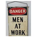 Vintage 'Danger Men At Work' Double Metal Sign