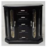 Wood and Glass Jewelry Case Filled w/Jewelry