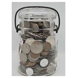 Jar of Asst US & Foreign Coins and Tokens