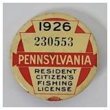 1926 Pennsylvania Fishing License