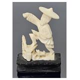 Antique Chinese Ivory Had Carved Fisherman