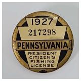 1927 Pennsylvania Resident Fishing License
