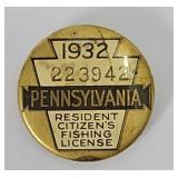 1932 Pennsylvania Resident Fishing License