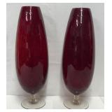 Mid-Century Empoli Ruby Glass Snifter Vases
