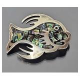 Sterling Silver & Abalone Fish Pendant/Brooch