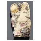 Antique Polychrome Ivory 'Karakuri' Netsuke
