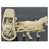 Antique Hand Carved Ivory Horse Drawn Carriage