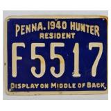 1940 Pennsylvania Resident Hunting License