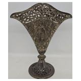 Antique Silver Plate 9 1/2'H Fan Vase