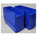 (20) 18'L x 5 1/2'W x 4'D Blue Plastic Parts Bins