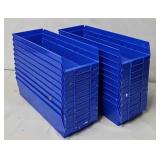 (20) 18'L x 5 1/2'W x 4'D Blue Plastic Parts Bins