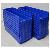 (20) 18'L x 5 1/2'W x 4'D Blue Plastic Parts Bins