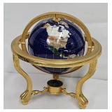 Tabletop Gemstone World Globe w/Compass Base