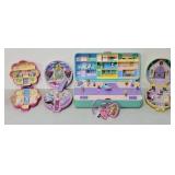 (4) 1989-1993 Polly Pocket Playsets with 9 Figures